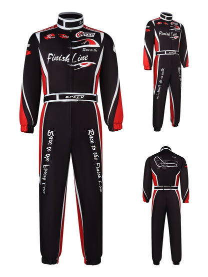 Halloween Race Car Driver Costume, Men's Racing Suit Jumpsuit with Belt, S to XXL