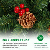 Full artificial Christmas tree on a collapsible base