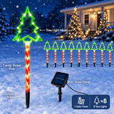 Solar Christmas tree lights marking the edge of a lawn