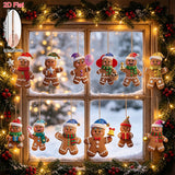 Christmas Tree Decorations, 12 Gingerbread Man Ornaments, 3.15 Inch Flat Wood Hanging Pendants