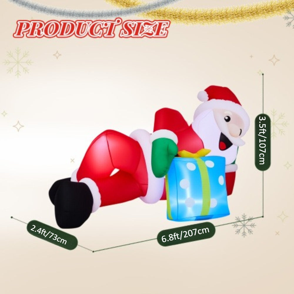 Christmas Inflatable Yard Decorations, Santa Riding Dinosaur, Snowman, Stakes & Storage Bag
