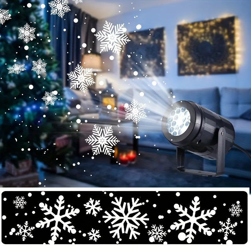 Snowflake projector shown at scale next to a hand