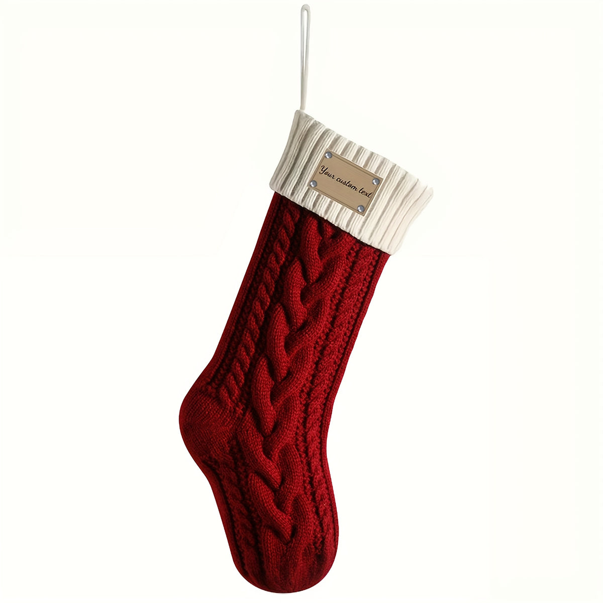White and red knit Christmas stocking