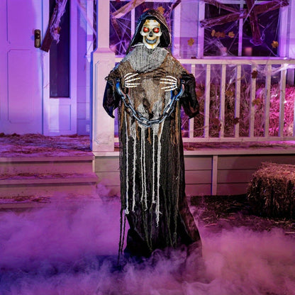 67 inch life size animatronic grim reaper prop with chain