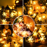 Christmas Snowflake Lights, LED String, 3 Lengths, Battery Powered