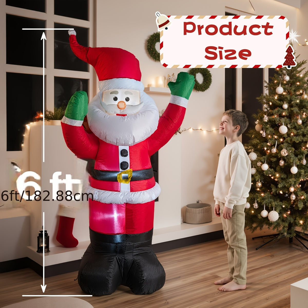 Inflatable Santa Claus and gift box yard decoration