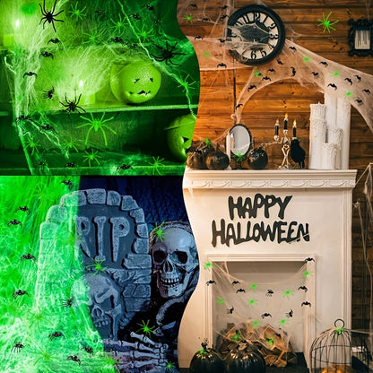 Glow in the Dark Spider Web Decoration, 100 g Stretchable Halloween Cobwebs