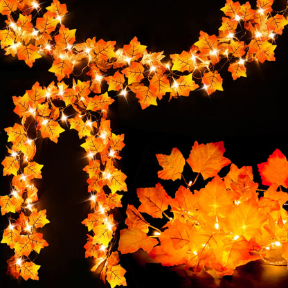 Halloween Maple Leaf LED Light String - Fall Outdoor Garden Lighting