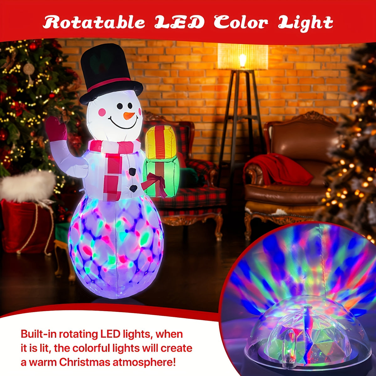 Lighted snowman inflatable for a restaurant or storefront