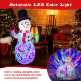 Inflatable Snowman, 5 ft Giant Outdoor Christmas Yard Decor, Rotating LED Lights, IP55