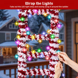 Climbing Santa Ladder, 5 ft Santa Climbing Ladder Decoration, Solar 100 LED Multicolor, Timer