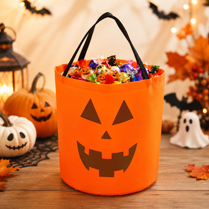 Orange pumpkin trick or treat tote bag, product photo 8