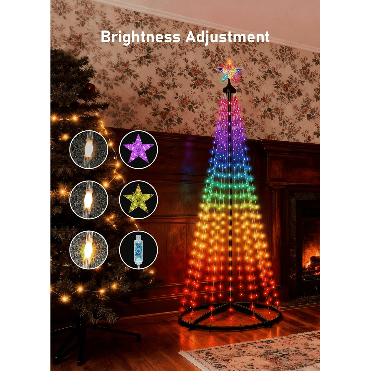 Outdoor LED cone tree with remote control