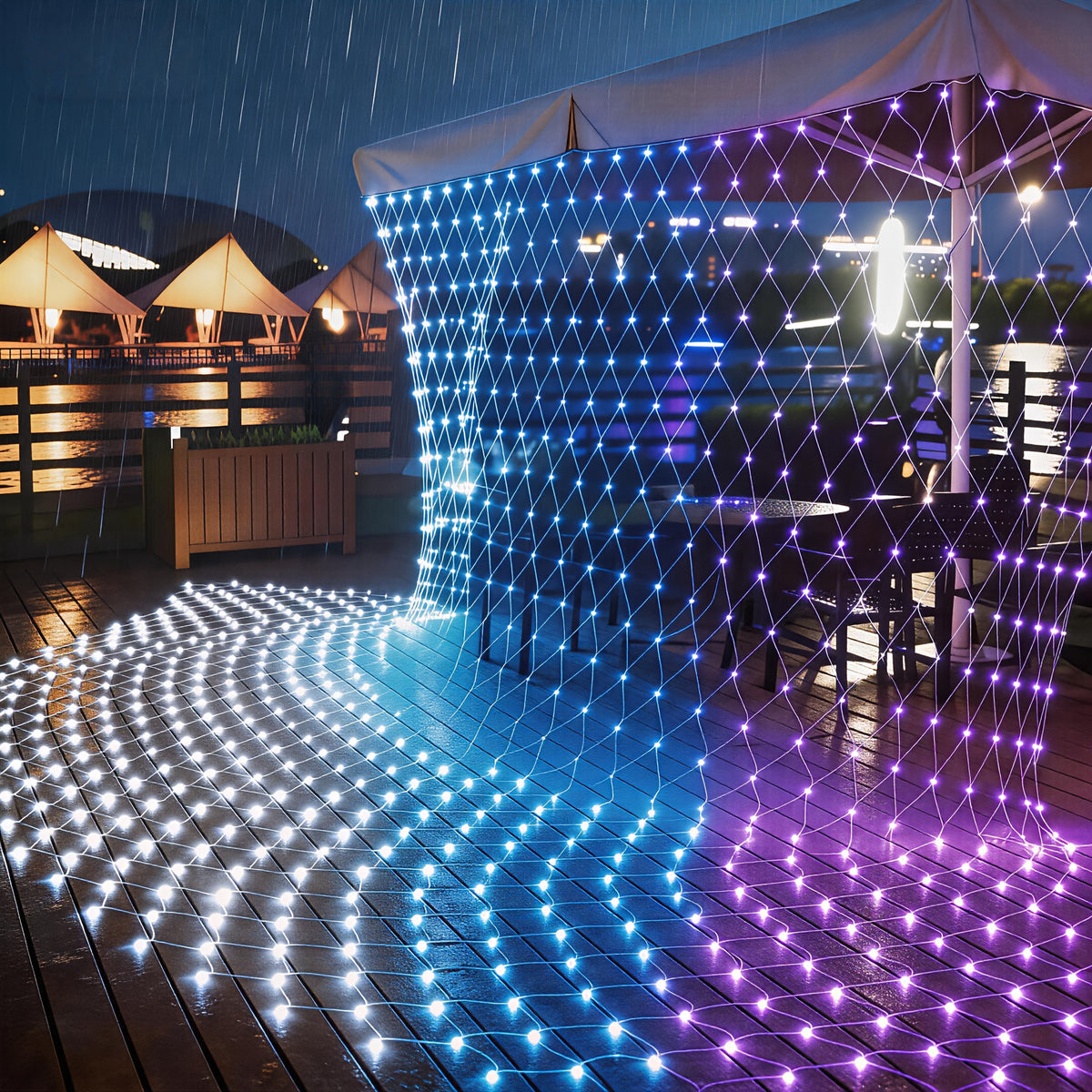Close-up of the solar net lights waterproof housing