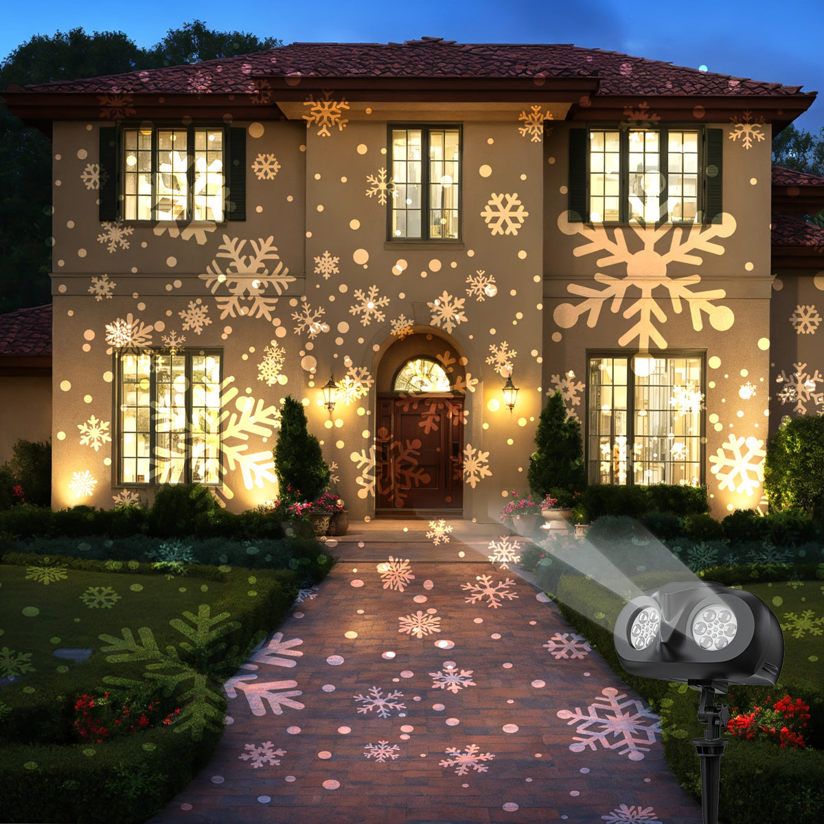 Two head Christmas projector for outdoor house decorating