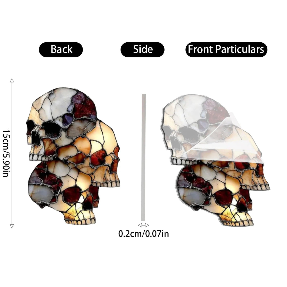 Hanging skeleton head decoration with 3-skull design
