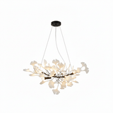 Kaori Leaf Chandelier, Ginkgo Leaf Design, 7 Sizes, Gold, Nickel, Black or White Finish