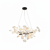 Kaori Leaf Chandelier, Ginkgo Leaf Design, 7 Sizes, Gold, Nickel, Black or White Finish