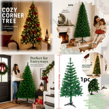 Space saving artificial Christmas tree with realistic green foliage