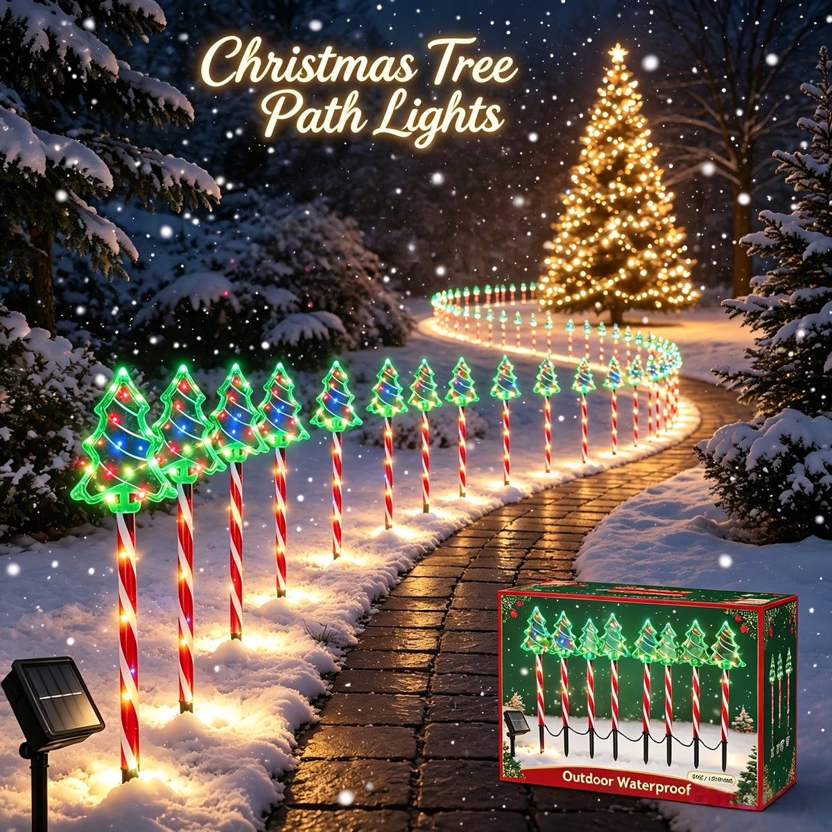 Color changing outdoor stake light standing in a planting bed