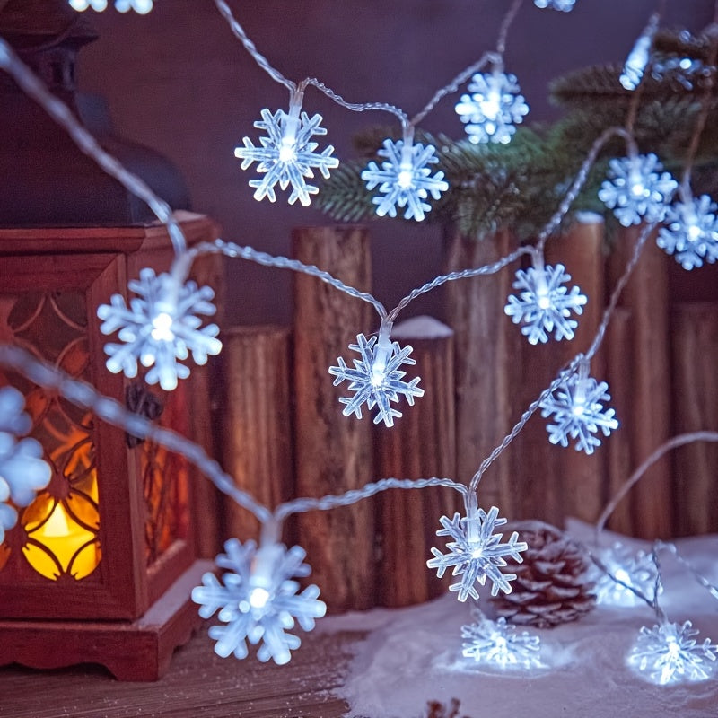 Christmas Snowflake Lights, LED String, 3 Lengths, Battery Powered