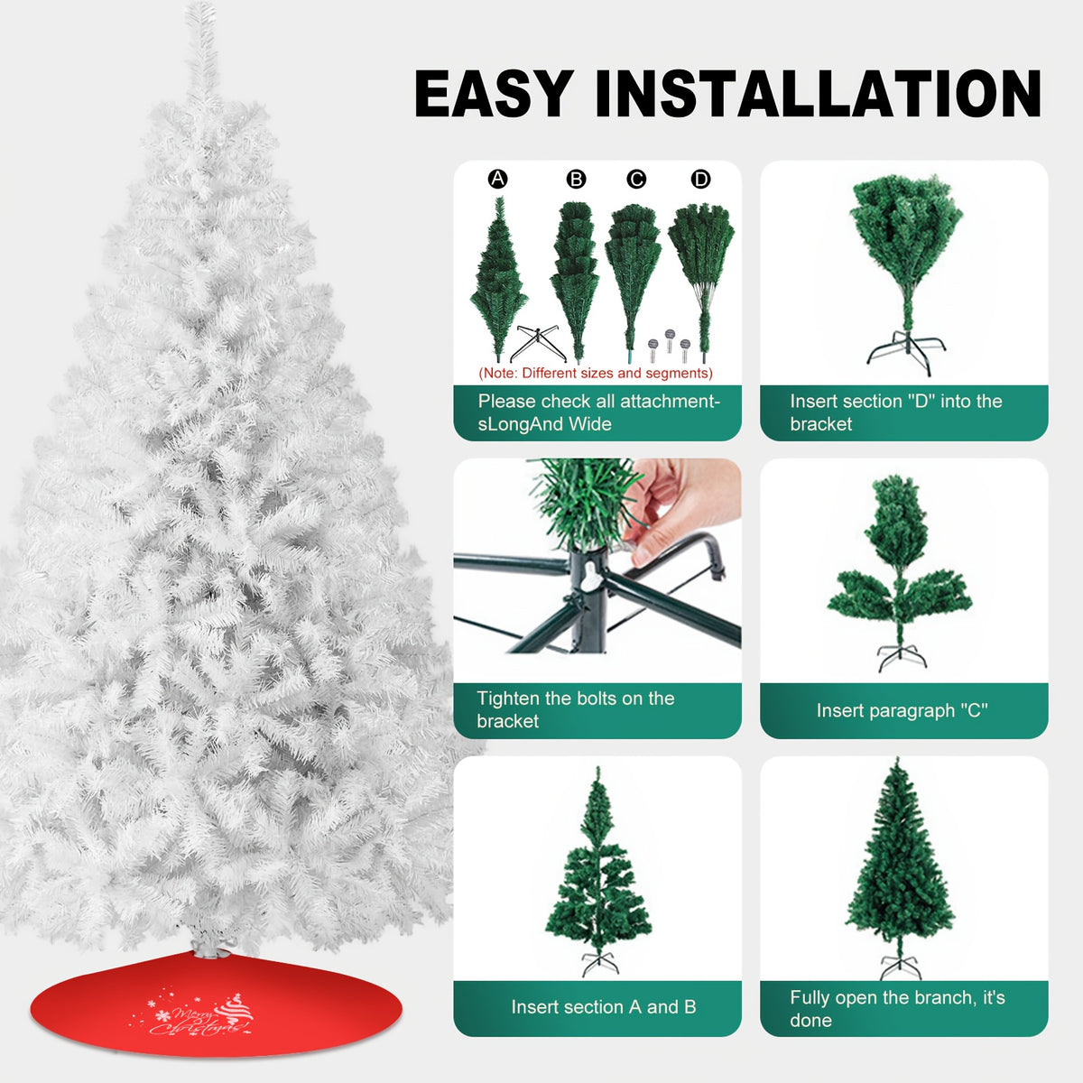 Full artificial Christmas tree showing its full branch tips