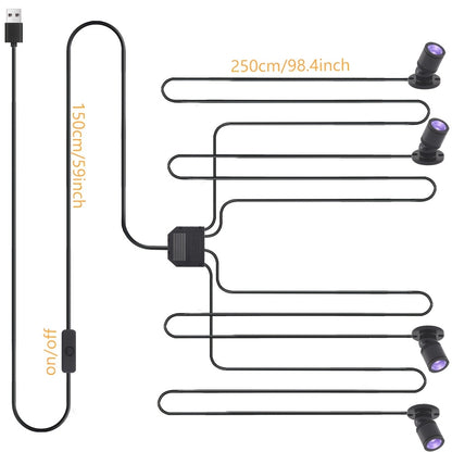 USB UV Black Light Mini Spotlights - Halloween Glow Party