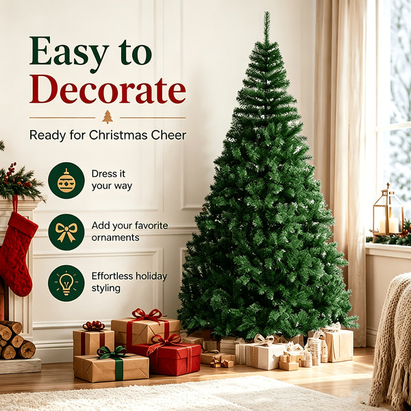 Artificial Christmas Tree, 82.7 or 94.5 in, Green Pine, Metal Base