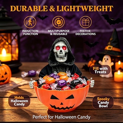 Halloween Skeleton or Witch Table Lamp, Light-Up Figure with Spooky Sound