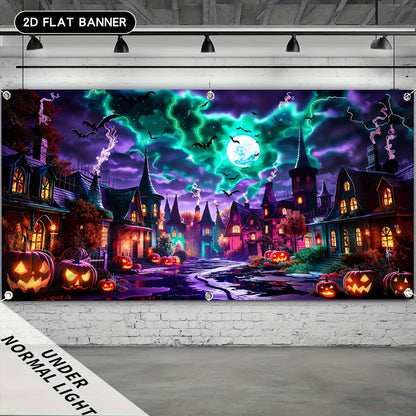 Full view of the fluorescent polyester fabric banner
