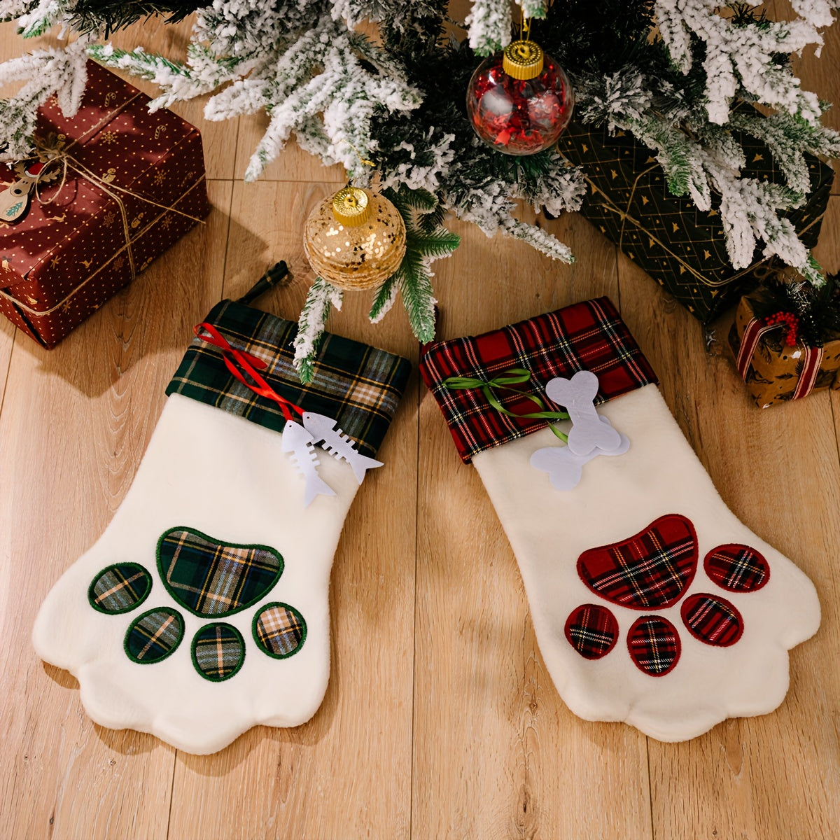 Plaid sock bag holiday decor
