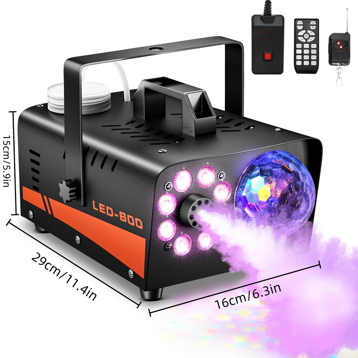 Eight-LED front panel of a 600W fog machine