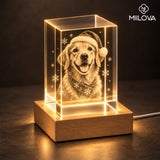 Laser engraved crystal photo keepsake, close view