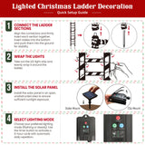 Climbing Santa Ladder, 5 ft Santa Climbing Ladder Decoration, Solar 100 LED Multicolor, Timer