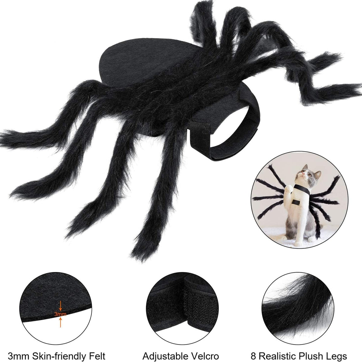 Close-up of the spider costume's textured fuzzy legs