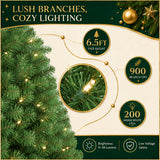 Pre-Lit Christmas Tree, 4.5, 5.5 or 8 ft, Warm White Pine, Metal Frame