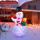 Rotating LED Santa inflatable glowing after dark