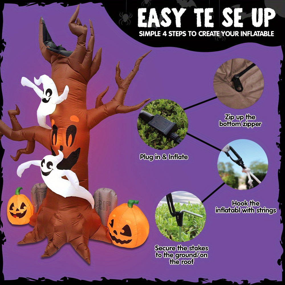 Freestanding inflatable Halloween tree with corded power connection