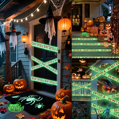 Glow-in-the-Dark Halloween Caution Tape - Outdoor Yard & Party Decor