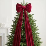 Red velvet bow showing the width of the loops