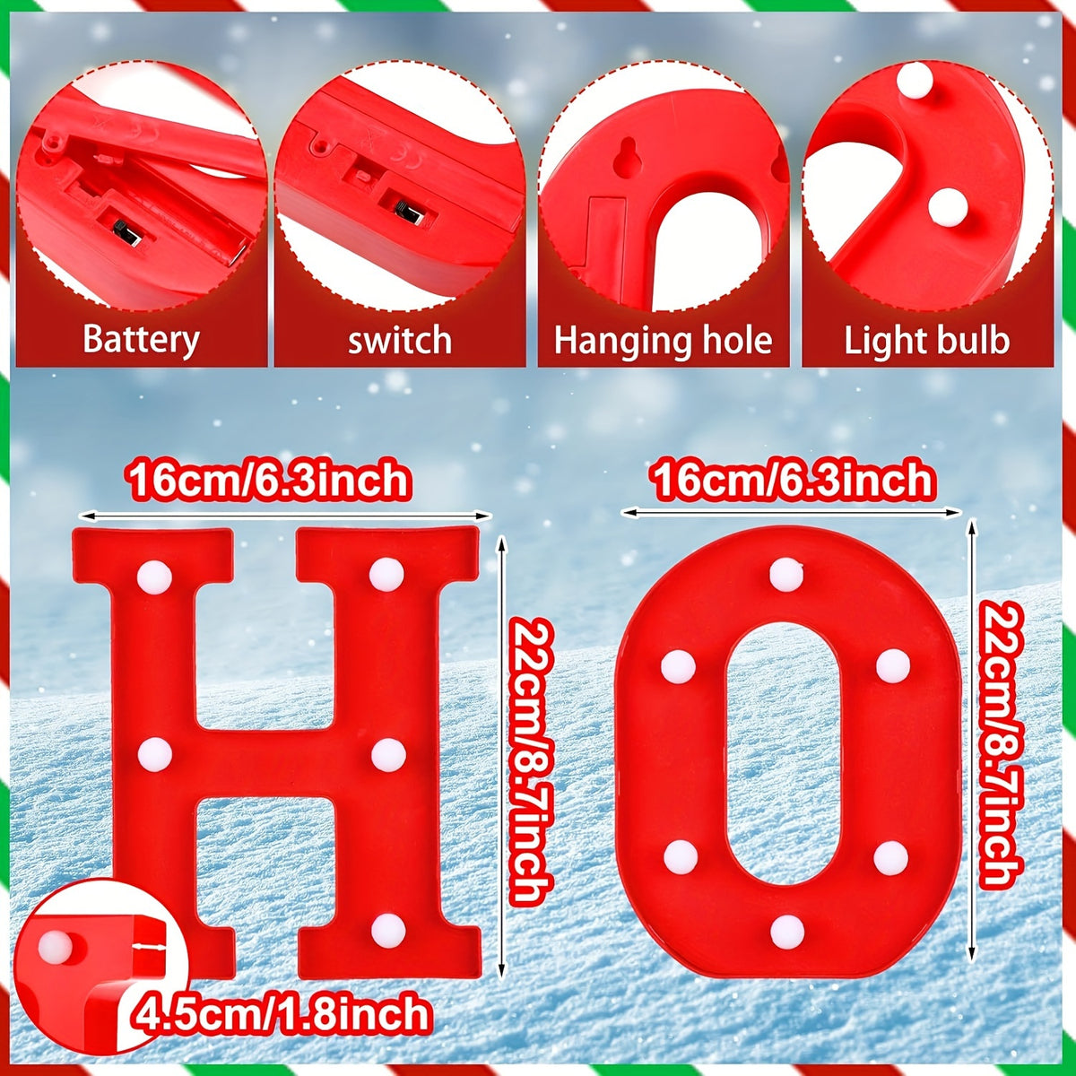 Battery powered Christmas letter light, freestanding