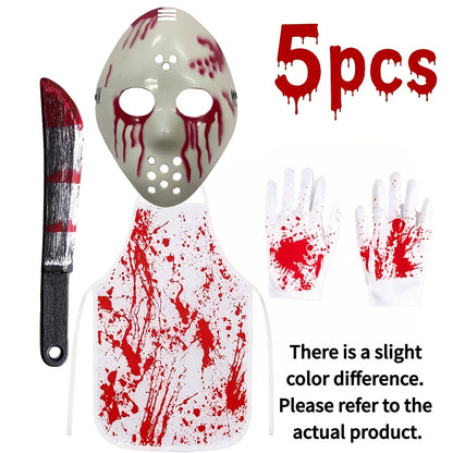 Mask and gloves from the bloody horror set
