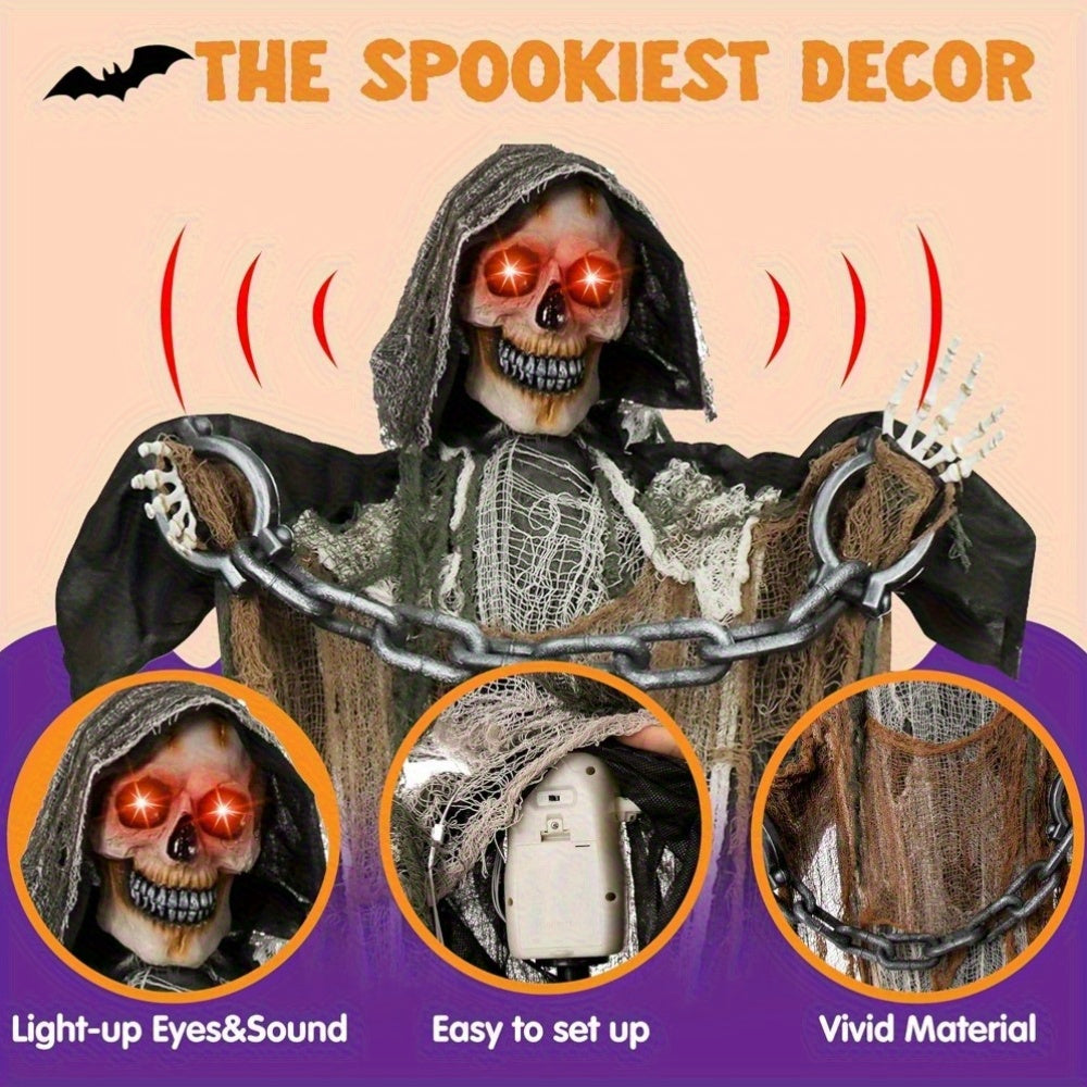 Grim reaper prop draped robe and chain detail