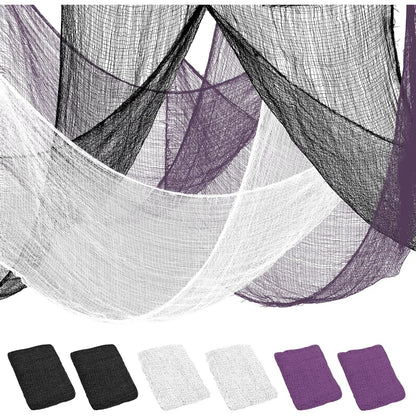 3-pack Halloween cheesecloth fabric in black, white and purple