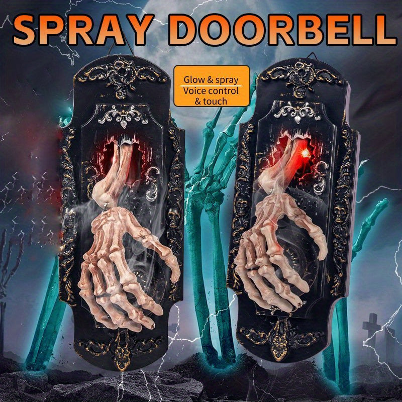 Scary doorbell party prop with combined light and sound effects