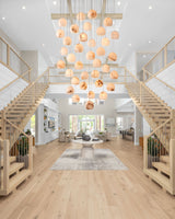 Tavira Chandeliers for Dining Room, Round Alabaster Chandelier, Adjustable Airplane Cable