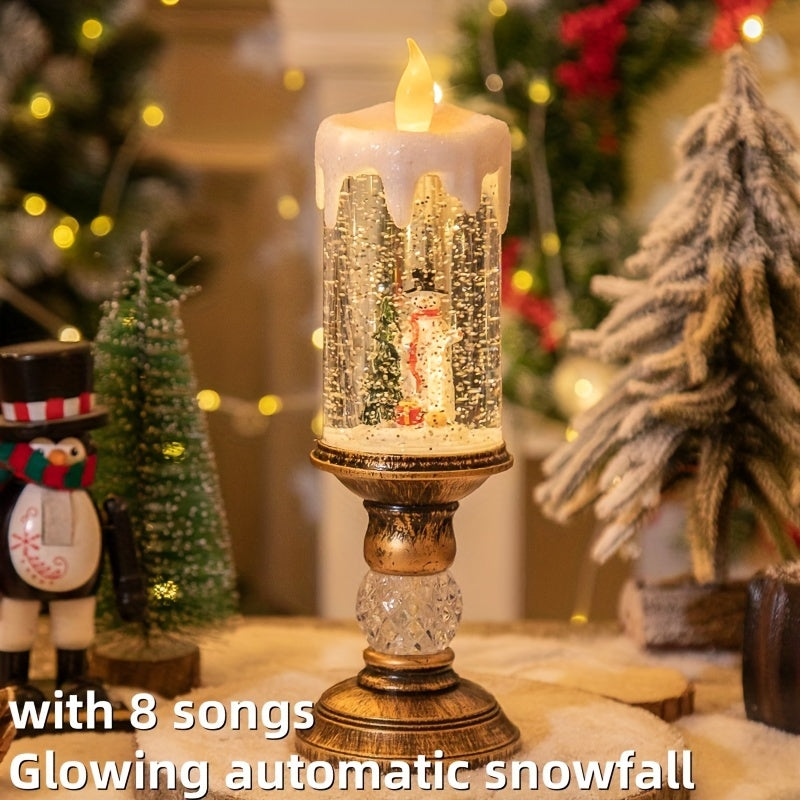 Musical Santa candle lamp for a mantel or shelf