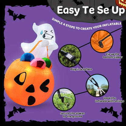 Pumpkin inflatable with its power cable and stakes