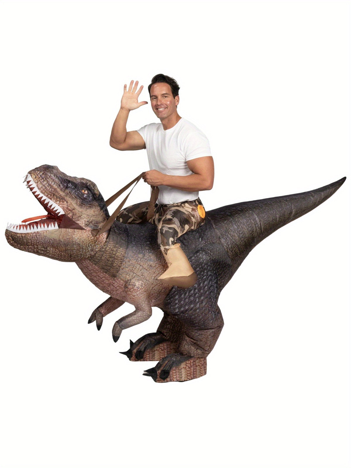 T-Rex costume showing the ride-on effect