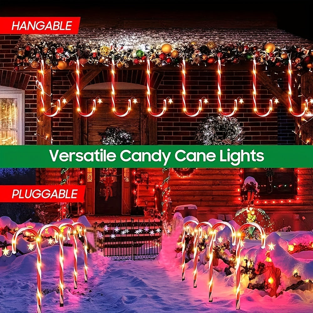 Solar candy cane pathway light on its ground stake